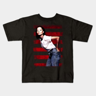 Diana Ross-Vintage Style-Red Stripes Kids T-Shirt